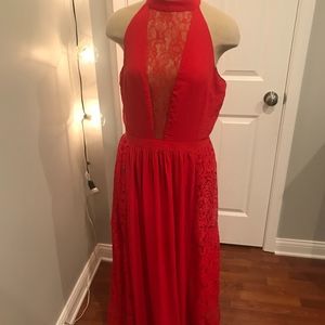 Red Lace Maxi Dress